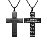 Kvekstio Collana con croce da calcio per ragazzi e uomini, con frase ispiratrice della Bibbia, per prima comunione, battesimo, religioso, gioiello sportivo regalo, Medium, Acciaio inossidabile