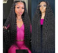 KVFCT Parrucca frontale in pizzo 30 pollici onda profonda capelli umani 13* 6 HD parrucche trasparenti per capelli umani per donne densità 200%