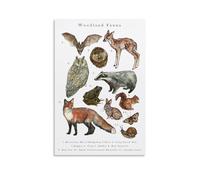 KVIINKD Poster artistico da parete con animali del bosco, stile vintage, per soggiorno, camera da letto, stile moderno, idea regalo per amici, senza cornice, 30 x 45 cm