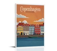 KVIINKD Poster artistico da parete con motivo Europa America Fashion Copenaghen, stile vintage, da viaggio, per soggiorno, camera da letto, camera da letto, idea regalo per amici, 50 x 75 cm