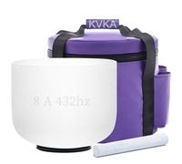 KVKA 432 Hz 8 inch A Note Third Eye Chakra Frosted Quartz Crystal Singing Bowl 20 cm with Carrying Case (chakra terzo occhio)
