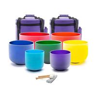 KVKA Campana tibetana 432 Hz, 6-12 pollici, cristallo singing bowls colored Chakra Quartz Bowls for Sound Healing and Yoga Meditation with Carry Case Bag