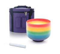 KVKA Campana tibetana in cristallo arcobaleno, 528 Hz, nota C, chakra della radice, con custodia da viaggio resistente per yoga, guarigione del suono