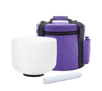 KVKA Campana tibetana in cristallo da 25 cm, 432 Hz, 25 cm, in quarzo satinato, bianco, con borsa per il trasporto, per yoga e meditazione (F - chakra del cuore)