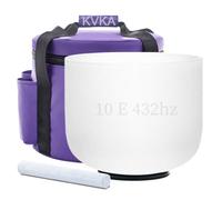 KVKA Campane tibetane, 25 cm, 432 Hz, note E, 10 pollici, colore bianco, Chakra Sound Healing, per meditazione, antistress, relax con borsa per il trasporto