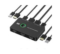 KVM Switch 2-Port Box USB and HDMI-compatible Switch for 2 Computers Sharing Keyboard, Mouse, Printer