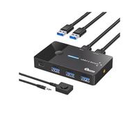 KVM USB3.0 2 In 4 Out, Condivisione Host Laptop, Dispositivo USB3.0 di Tipo C, Mouse, Tastiera e Stampante Condivisi