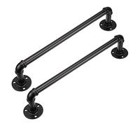 KVSERT 2 x Porta asciugamani vintage per tubi industriali in metallo portasciugamani bar appendiabiti accessori nero