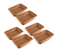 KVSERT 6 cesti rettangolari per tavoli o banconi per pane, frutta e verdura, cestini di vimini per mercati, panetteria