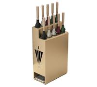 KVTUYC Double Layer Metal Free Standing, Modern Metal Umbrella Holder, Space Saving, Ideal for Indoor Use in Schools Offices Shops and Various Commercial and Household Entrance Spaces(Gold)