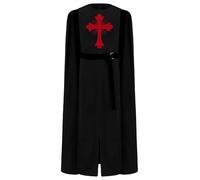 Kvysinly Bambini Ragazzi Costume Cavaliere Templare Con Mantello Travestimento Cavaliere Rinascimentale Abito Storico Festa Halloween Nero 15-16 anni