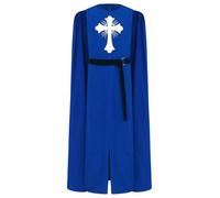 Kvysinly Bambini Ragazzi Costume Cavaliere Templare Con Mantello Travestimento Cavaliere Rinascimentale Abito Storico Festa Halloween Blu 9-10 anni