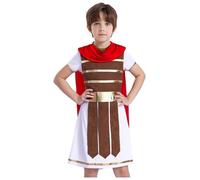 Kvysinly Bambino Costume Cavaliere Medievale Guerriero Romano Travestimento Legionario Romano Con Mantello Halloween Carnevale Marrone 9-10 anni