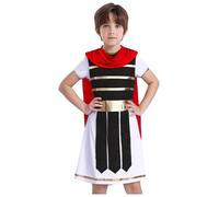 Kvysinly Bambino Costume Cavaliere Medievale Guerriero Romano Travestimento Legionario Romano Con Mantello Halloween Carnevale Nero 15-16 anni
