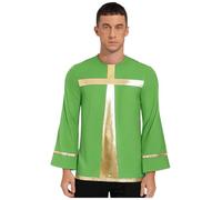 Kvysinly Camicetta Da Danza Di Lode Ispirata Alla Croce Per Uomo Maglia Di Preghiera Camicie Ampie Camicetta Di Seta Per Adorazione Liturgica Taglie S xl Verde S
