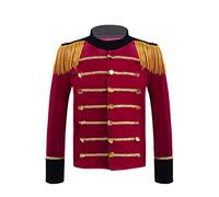 Kvysinly Costume Ringmaster Direttore Del Circo Bambino Bambina Giacca Maniche Lunghe Frange Cappotto Abito Spettacolo Costumi Carnevale Halloween Natale Cosplay Rosso Rosso 11-12 anni