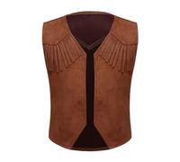 Kvysinly Giubbotto da Cowboy Bambina Bambino Giubbotto con Frange Occidentale con Nappe Hippie Costume Cowboy Halloween Carnevale Cosplay Marrone 11-12 Anni