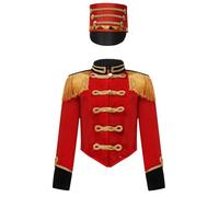 Kvysinly Ringmaster Direttore Del Circo Bambino Bambina Giacca Da Circo Pigiama Costume Mago Con Cappello Infantile Halloween Natale Cosplay 316 Anni Rosso 15-16 anni
