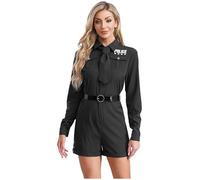 Kvysinly Uniforme Da Polizia Per Donna Costume Scimmia Con Cinturone + Cravatta Costume Da Poliziotto Cosplay Per Giochi Di Ruolo Carnevale Taglie S4xl Nero 3XL
