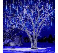 Kwaiffeo Decorazione natalizia per esterni, 30cm 10 Tubi LED Luci Della Pioggia di Meteore Interno, Impermeabili per Natale Halloween Albero di Natale Matrimonio, Giardino Finestra, Blu