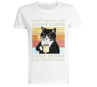 Kwantees I Do I Drink Coffee I Hate People And I Know Things T-Shirt Bianca Donna Eco-Friendly Women White T-Shirt Eco-Friendly Tee