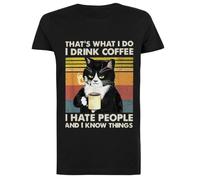 Kwantees I Do I Drink Coffee I Hate People And I Know Things T-Shirt Nera Donna Eco-Friendly Women Black T-Shirt Eco-Friendly Tee