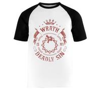 Kwantees L'ira È Il Mio Peccato Mortale T-Shirt Baseball Bianca Maniche Corte Eco-Friendly White Baseball T-Shirt Short Sleeve Tee