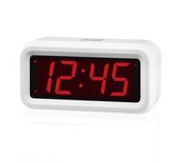 KWANWA Piccola scrivania/Lato del Letto/Digital Wall LED Sveglia con Grande 1.2 '' Time Display LED, Batteria AA Alimentato Solo, può Essere posizionato Ovunque Senza Cavo ingombrante (Bianco)