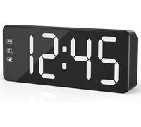 KWANWA Sveglia digitale con grande display a LED, luminosità regolabile, formato 12/24h, facile da usare, funzionamento a rete con adattatore, perfetto orologio da comodino per casa, ufficio, viaggi