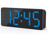 KWANWA Sveglia digitale con grande display a LED, luminosità regolabile, formato 12/24h, facile da usare, funzionamento a rete con adattatore, perfetto orologio da comodino per casa, ufficio, viaggi