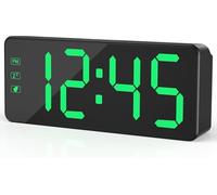 KWANWA Sveglia digitale con grande display a LED, luminosità regolabile, formato 12/24h, facile da usare, funzionamento a rete con adattatore, perfetto orologio da comodino per casa, ufficio, viaggi