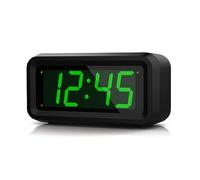KWANWA Sveglia Digitale,Sveglia da Comodino,LED Sveglia con Grande 1.2 '' Time Display LED, Batteria AA Alimentato Solo, Funzione Snooze, Senza Ticchettare (Display verde)