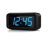 KWANWA Sveglia Digitale,Sveglia da Comodino,LED Sveglia con Grande 1.2 '' Time Display LED, Batteria AA Alimentato Solo, Funzione Snooze, Senza Ticchettare (Display blu)