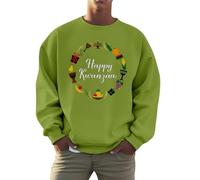 Kwanzaa Autunno Plus Maglione Senza Cappuccio per Uomo e Donna, Felpe Alla Moda Vacanza, Logo Print, Abbigliamento, Top Shirt Scollo A V Uomo, verde, 3XL