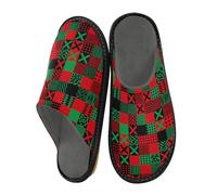 Kwanzaa Pantofole a quadri per donne e uomini, in memory foam, pantofole per camera da letto, Plaid Kwanzaa, 8-8.5 Women/9-9.5 Men