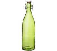 KWARE Bottiglie in vetro stile vintage da 1 litro, ideali per uso domestico o commerciale, da riempire con acqua, vino, liquore, olio, birra, grappa o liquori (lime)