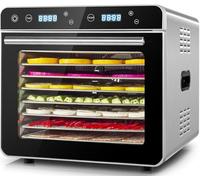 Kwasyo Acciaio Inossidabile Essiccatori per Alimenti, 8 scomparti Con Display LCD, 24 ore Timer, 30-90°C Temperatura Regolabile,500W Essiccatore di Frutta e Verdura (8 Scomparti)
