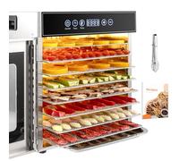Kwasyo Essiccatore Alimentare Acciaio Inox, 8 Vassoi Con Display LCD, 24 ore Timer, 30-90°C Temperatura Regolabile,500W Essiccatore di Frutta e Verdura, Vassoi Lavabili in Lavastoviglie