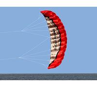 Force 2.5m doppia linea trovata Parafoil aquilone con lo spago e il manico da 30m,sport aquilone sulla spiaggia,gioco divertente nel parco e giardino all' aperto (Rosso)