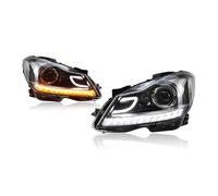 KWAYA Gruppo Fari Anteriori 2 Pezzi per Classe C W204 2011-2013 Fari Auto A LED Lampadine Luci Diurne Indicatori di Direzione Dinamici Accessori Luci Anteriori