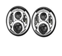 KWAYA Gruppo Fari Anteriori 2 Pezzi per Hummer H1 H2 Fari LED Universali per Auto da 7 Pollici H4 Hi-Lo con Gruppo Ottico Anteriore Halo 4x4 Luci Anteriori(50w Halo Light Silve)