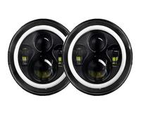 KWAYA Gruppo Fari Anteriori 2 Pezzi per Lada per Niva 4X4 per Auto Urbane Universali Fari Rotondi da 7 Pollici Montaggio 80W Nero 7" Accessori per Fari A LED(2pcs Headlight 2)