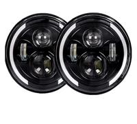 KWAYA Gruppo Fari Anteriori 2 Pezzi per Land per Rover per Defender 90 110 Fari Anteriori Rotondi da 7 Pollici per Auto 80 W Neri Accessori per Fari A LED da 7 Pollici(2pcs Headlight)