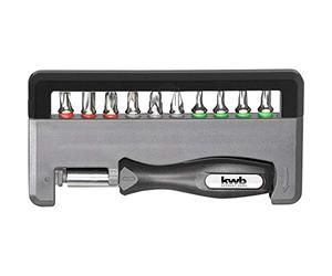 kwb 151010 set Bit-Box da 12 pezzi incluso portabit e cacciavite universale con attacco 1/4", Grigio
