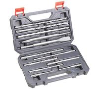 kwb 240290 Set di scalpelli a martello SDS-Plus, set di punte per pietra e cemento da 12 pezzi in valigetta di plastica, set di punte e scalpelli