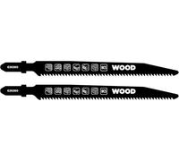 kwb 2x lame per seghetto alternativo per legno, laminato (adatte per legno duro, listellare, parquet, truciolato rivestito, acciaio al carbonio HCS, denti temprati, supporto per albero a T o a U)