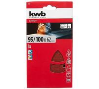 kwb 496104 Triangolo per Delta-U. Multi-smerigliatrice-per metallo, legno, vernice u. V. M, per Bosch-PSM, 100 x 62, 93 mm grano K-40, 5 pezzi, perforato