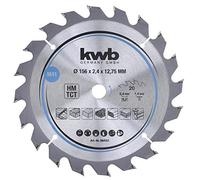 kwb 584157 Lama per sega circolare per trucioli, legno/legno duro, 156 x 12,7 mm, tagli puliti, numero medio, 20 denti Z-20, lama per sega CleanCut media, 75