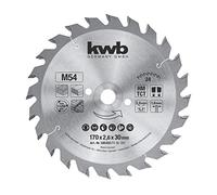 kwb 585455 Lama per sega circolare professionale per pannelli truciolari, lama per legno/legno duro, 170x30/16 mm, tagli puliti, numero medio, 24 denti Z-24, Made in Germany