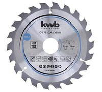 kwb 585457 Lama per seghe circolari per trucioli, legno/legno duro, 170 x 30 mm, tagli puliti, numero medio, 22 denti Z-22, lama per seghe CleanCut media, 170 x 30
